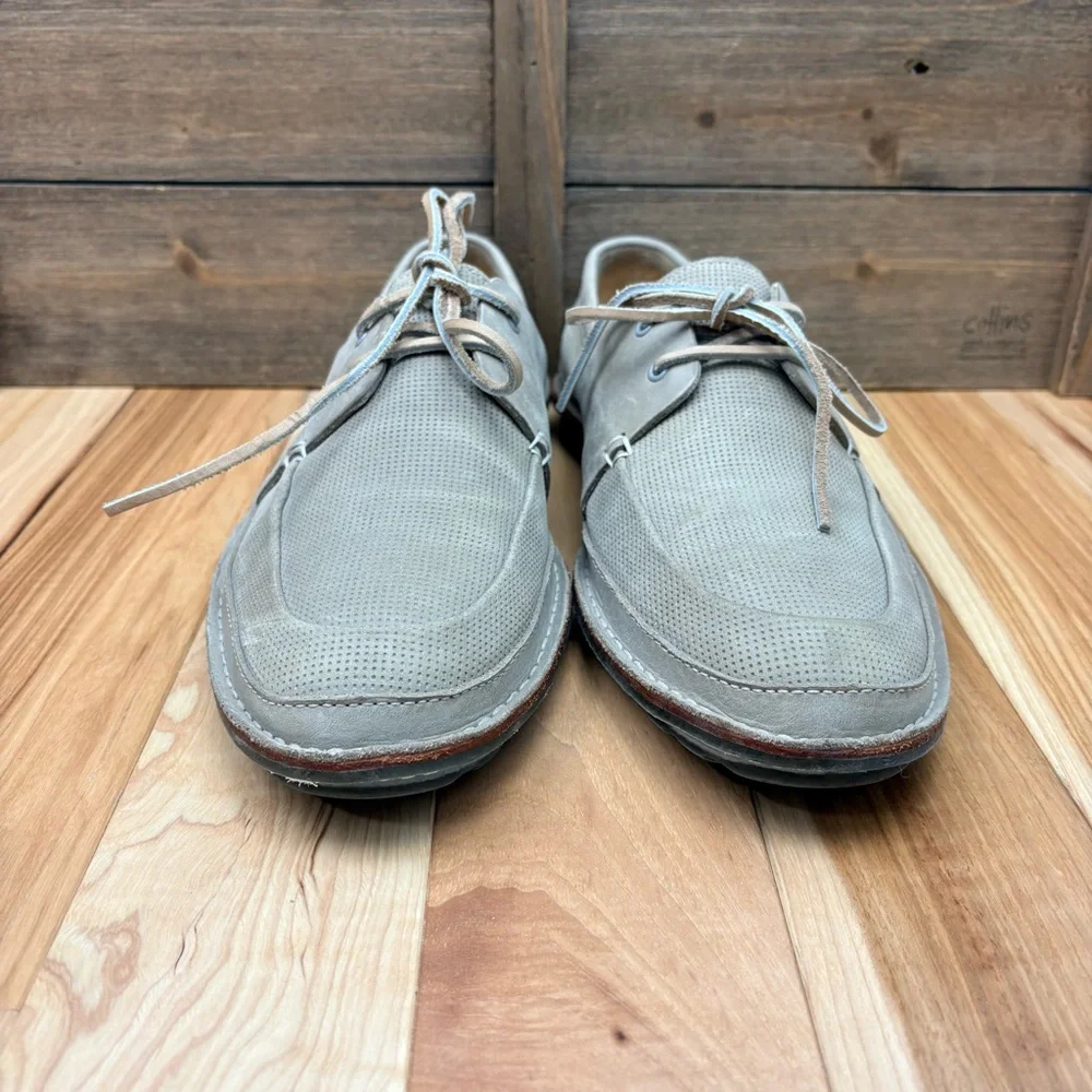 Clarks Grafted Sail Boat Shoe Gray Perforated Leather Men’s Sz 10.5